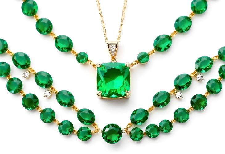 Gorgeous Green Emerald and Diamond Necklace